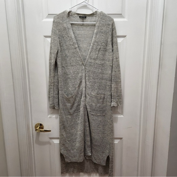 Eileen Fisher Sweaters - Eileen Fisher Gray Organic Linen V-Neck Cardigan Duster